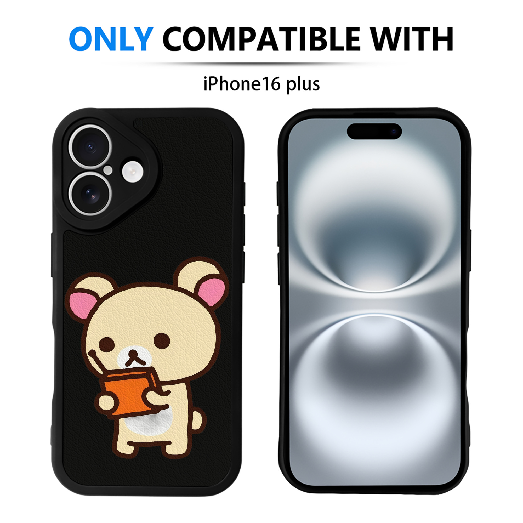 （画像用） リラックマ リラックマ キイロイトリ Rilakkuma Korilakkuma Kiiroitori 【iPhone 16シリーズ対応】シリコンスマホケース（レザー調） 材質：シリコン